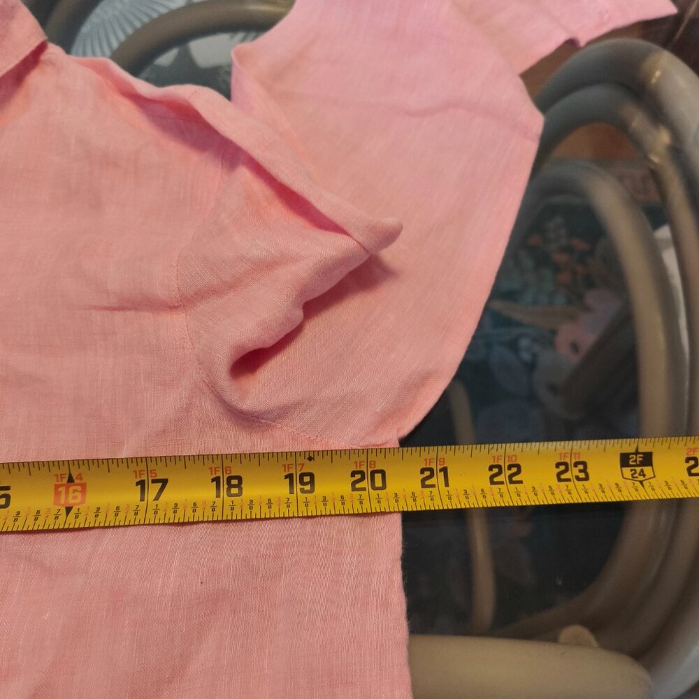J Jill Love Linen Button Down Tunic Boyfriend Shirt sz S Light Pink Coastal Chic - Picture 9 of 9